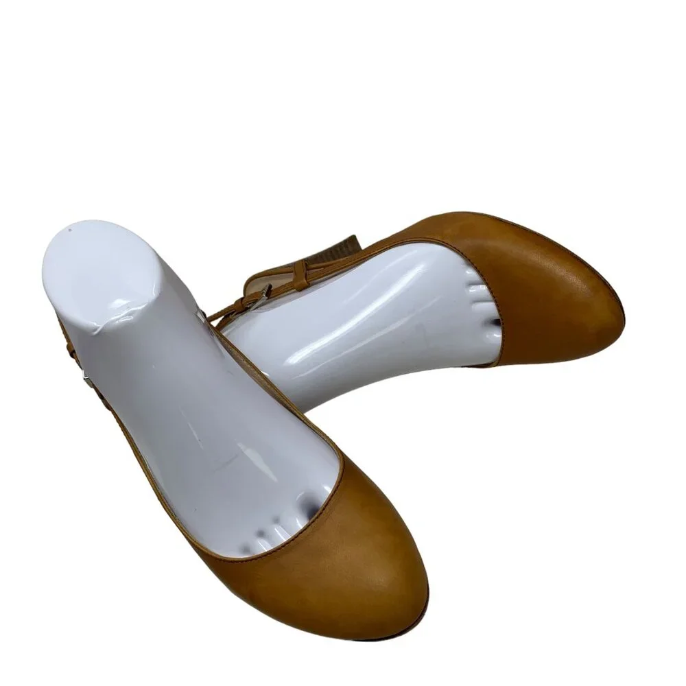 BALLY Switzerland Cognac Leather‎ Slingback Heels